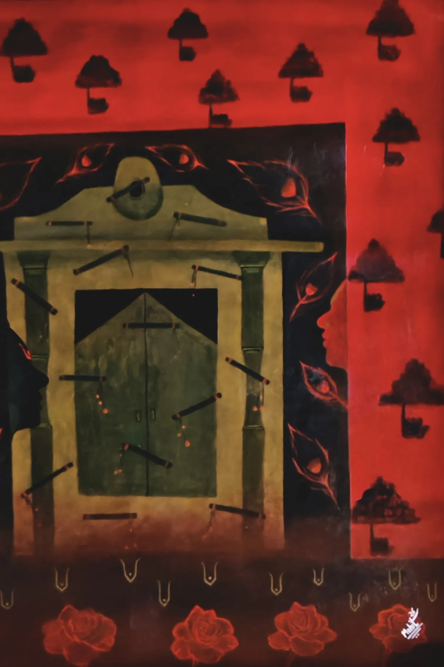 Krishna with Rukmini on mandir dwar